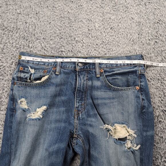 Levis 541 Jeans Mens 32X32 Blue Medium Wash Thrashed Casual Straight Stretch - Picture 6 of 10